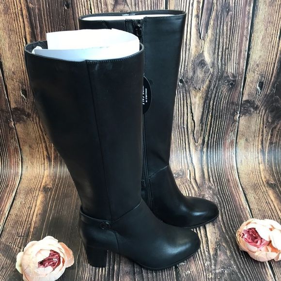 Giani Bernini Adonny Wide Calf Black Leather Boots - Picture 8 of 8